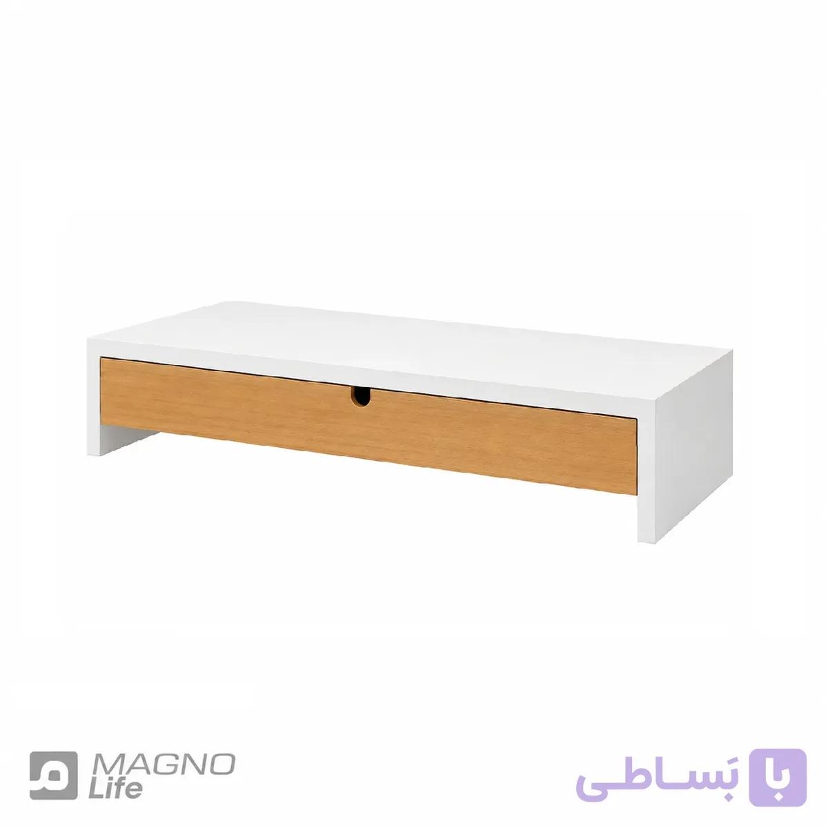 زیرمانیتوری کشودار چوبی دکورین مدل DEC-0006 سفید — تصویر 1