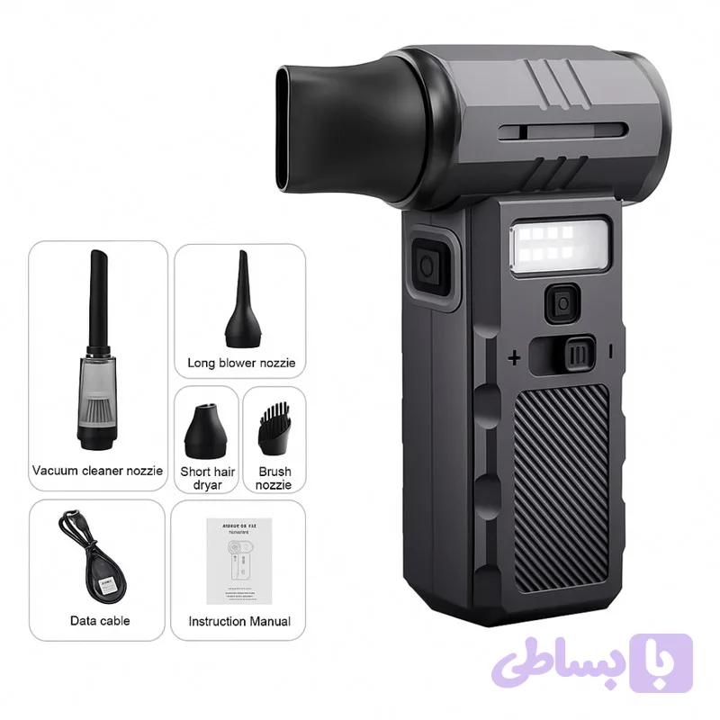جت فن دمنده و مکنده شارژی چندکاره F028 مدل Multifunctional Violent Fan با باتری 4000mAh و چراغ LED — تصویر 1