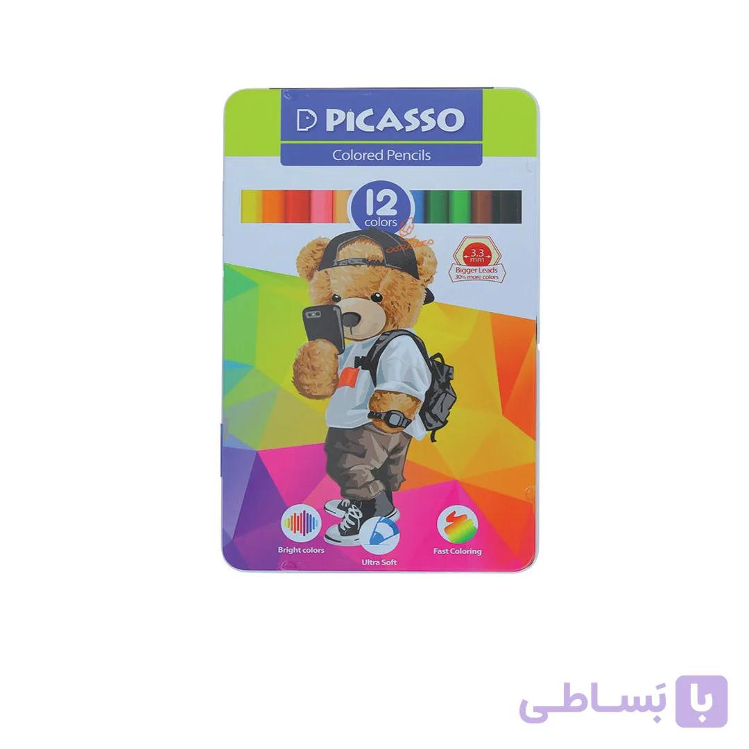 مدادرنگی 12رنگ جعبه فلزی پيكاسو
