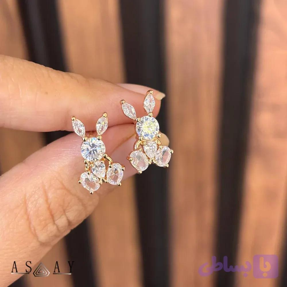 گوشواره جواهری ژوپینگ طرح خرگوش — تصویر 1
