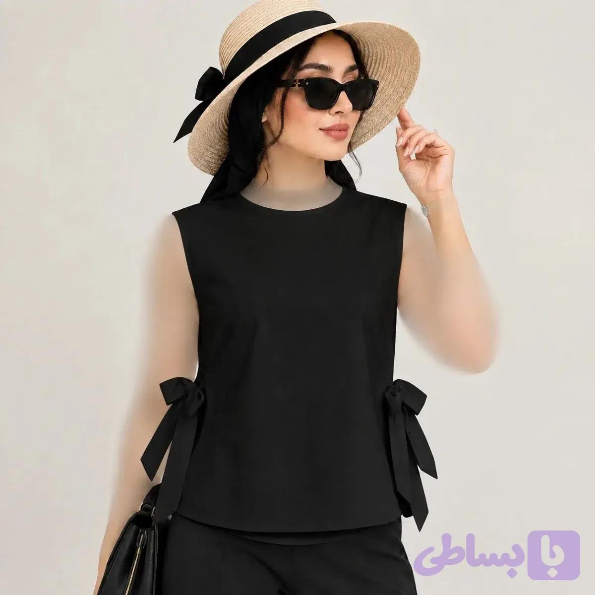 وست زنانه کمربندی مشکی مدل بنددار | ویستلا — تصویر 1