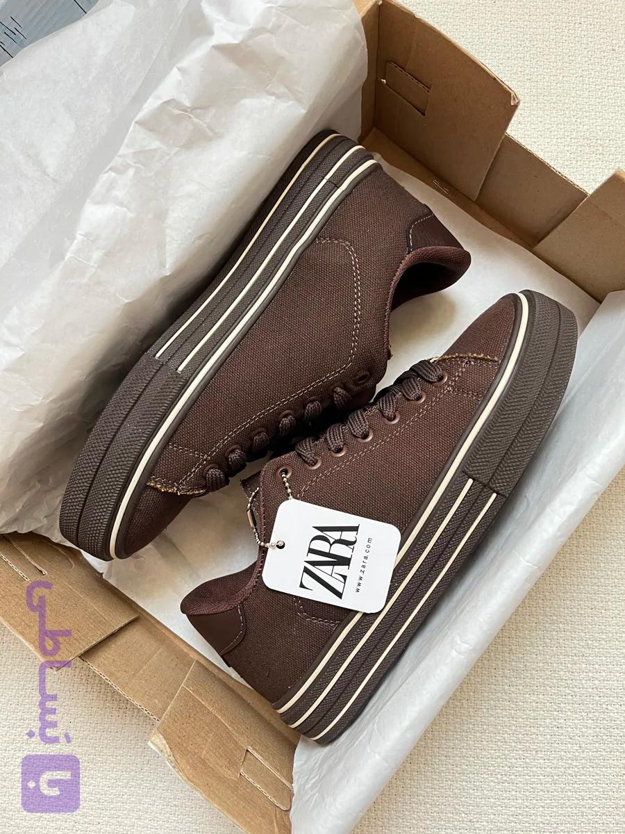 کتونی زارا قهوه‌ای زنانه | ZARA