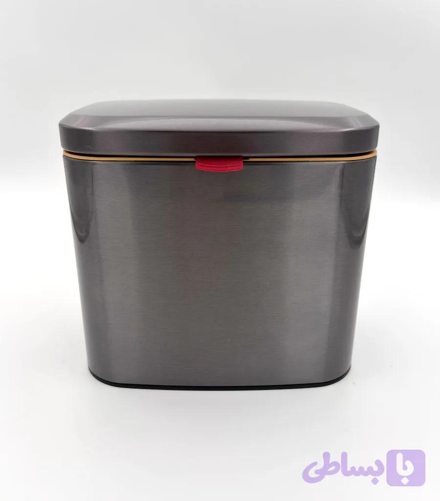 سطل کابینتی ۴ لیتری استیل رنگی با درب دوحالته دودی — تصویر 1