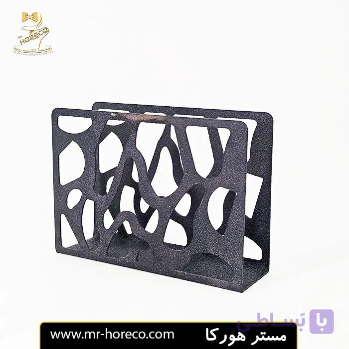 جا دستمال کاغذی فلزی رستورانی طرح پازل مشکی استاتیک کد 30217 | مستر هورکا — تصویر 1