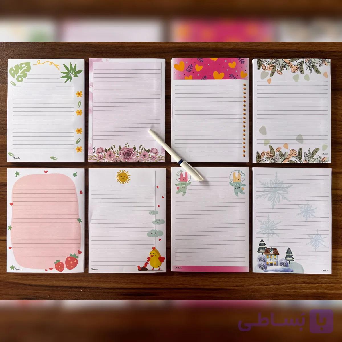 یادداشت چسب دار (استیکی نوت یا پست ایت ) A5 طرح دار فانتزی و کلاسیک خط دار یاپئش | استیک کاغذ یاپئش