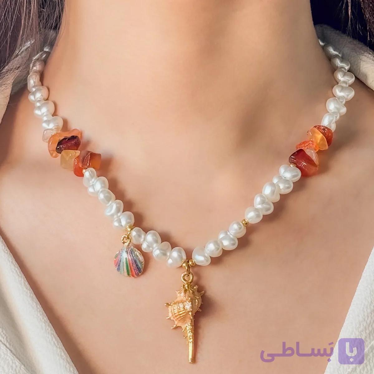 گردنبند دریایی مروارید و سنگ 115