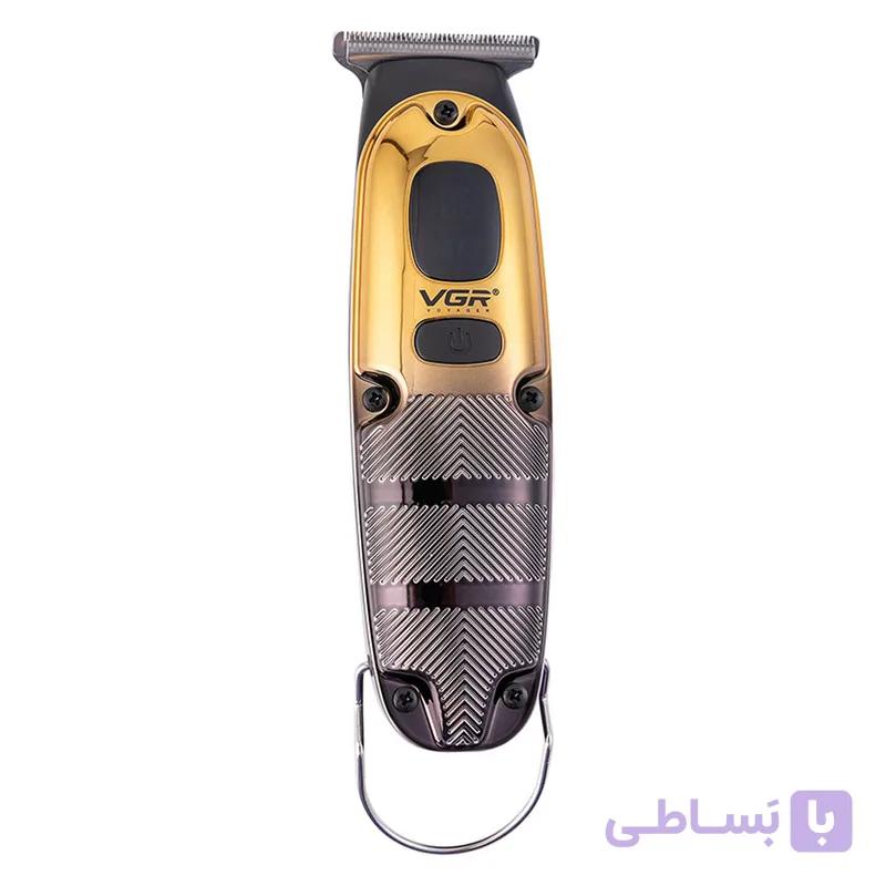 ماشین اصلاح موی صورت وی جی ار مدل V-981 با تیغه استیل ضد زنگ، عملکرد توربو، طراحی ارگونومیک، شارژ سریع 90 دقیقه و استفاده 150 دقیقه، دارای نمایشگر LED و 3 شانه اصلاح 1، 2 و 3 میلیمتری