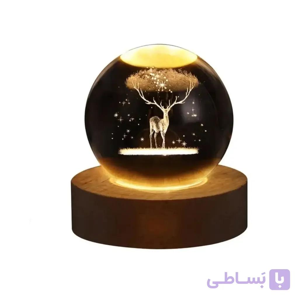 چراغ خواب گوی کریستالی ۳ بعدی طرح گوزن