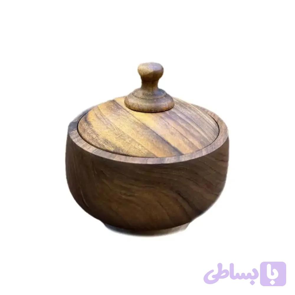 قندان گرد پایه‌دار چوب گردو — تصویر 1