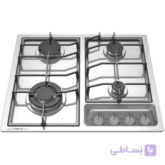 اجاق گاز رو میزی صفحه ای استیل 4 شعله رابیتس مدل RS 452 با قطعات ایتالیایی