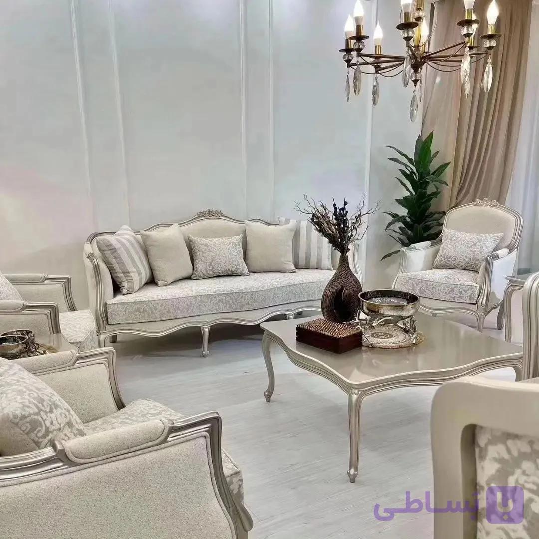 مبل ۷ نفره مدل 3 گل ابزاری چوب راش
