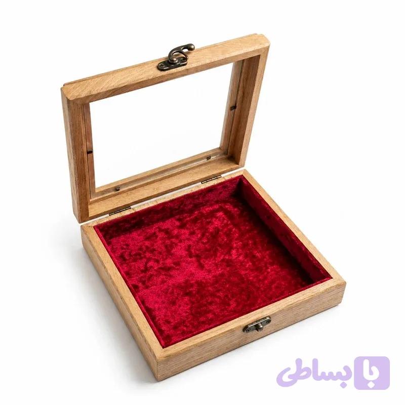 جعبه هدیه چوبی مدل داخل مخمل کد 001 — تصویر 1