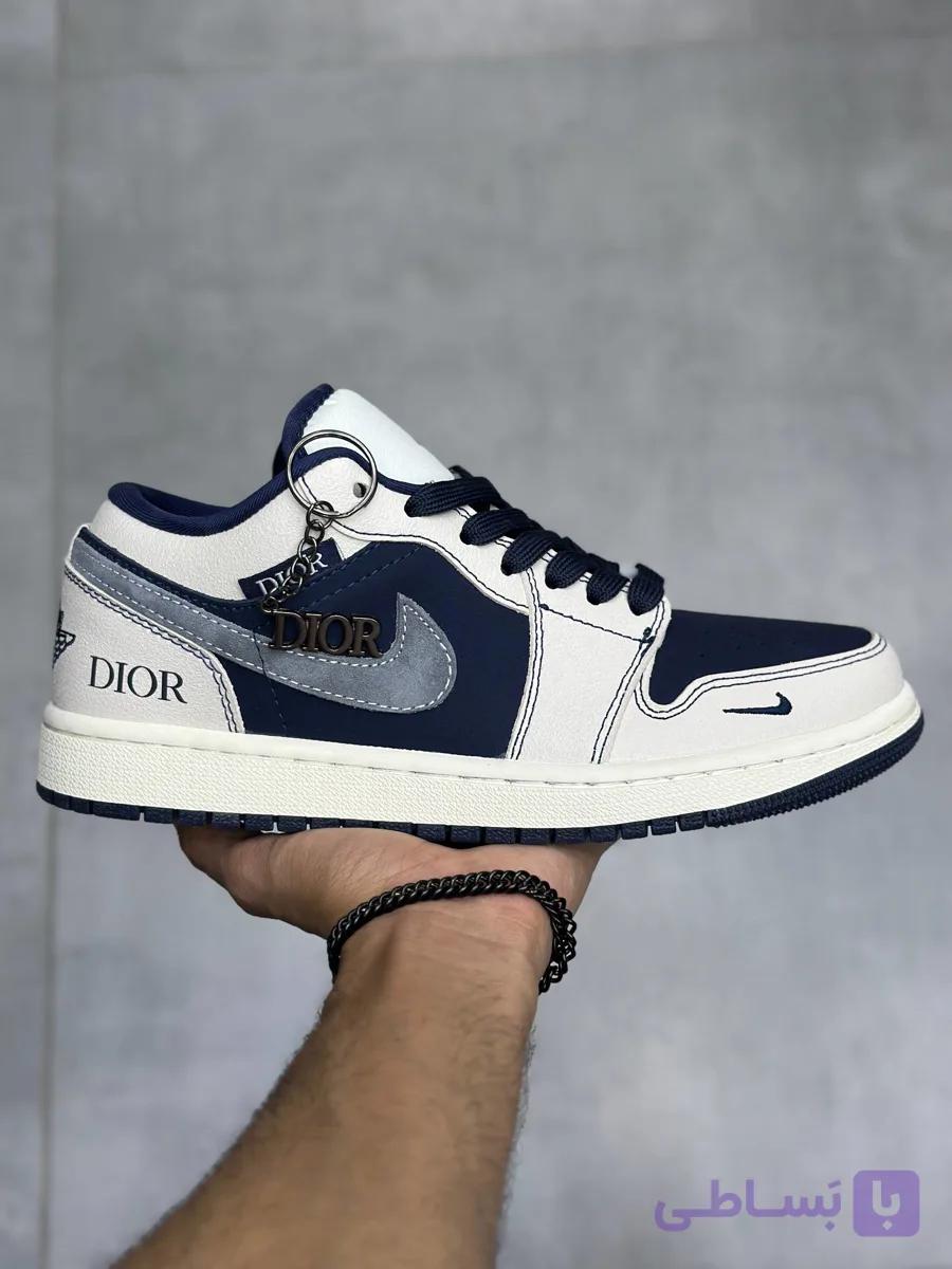 کتونی نایک جردن 1 بدون ساق دیور سرمه ای | Nike Jordan 1 Low Navy Dior — تصویر 1