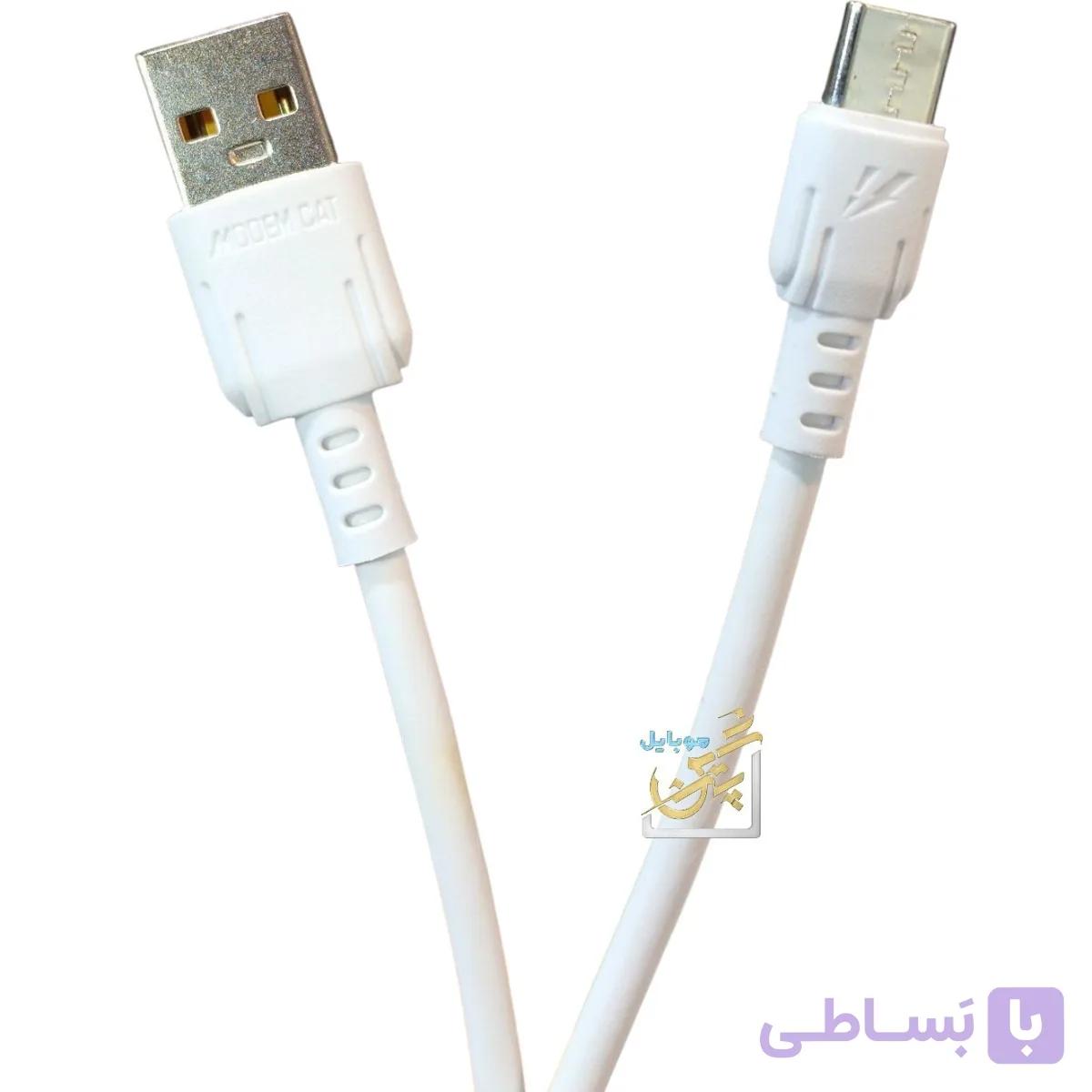 کابل تایپ سی مودم کت مدل M-10 با جریان کشی 2.4 یک متر سفید — تصویر 1