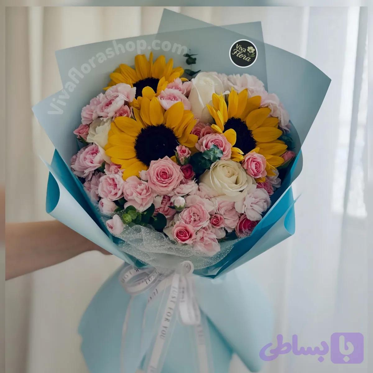 دسته گل روشنای آبی