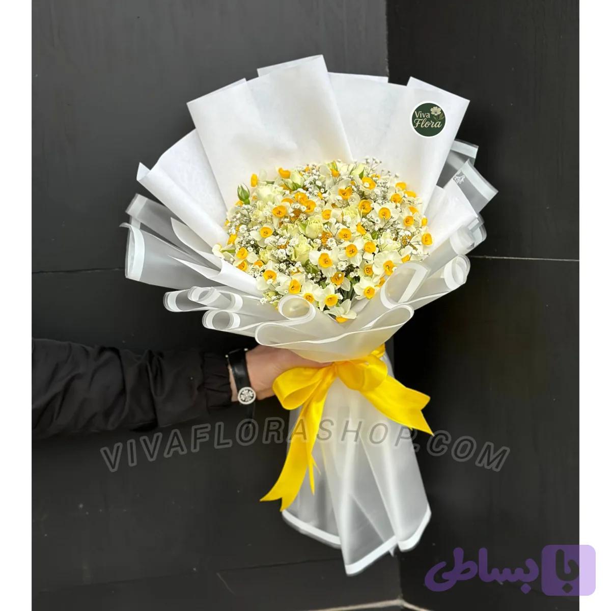 دسته گل نرگس لبخند زرد