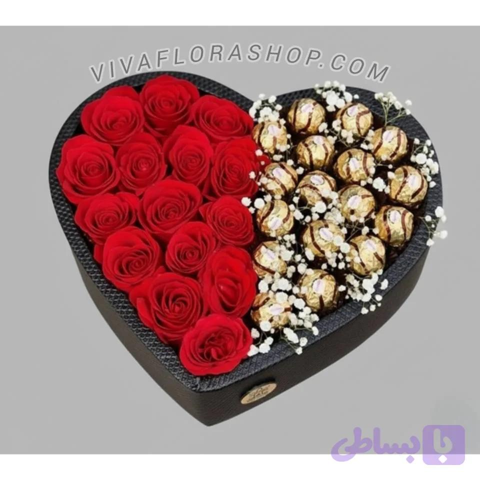 باکس گل قلب سرخ