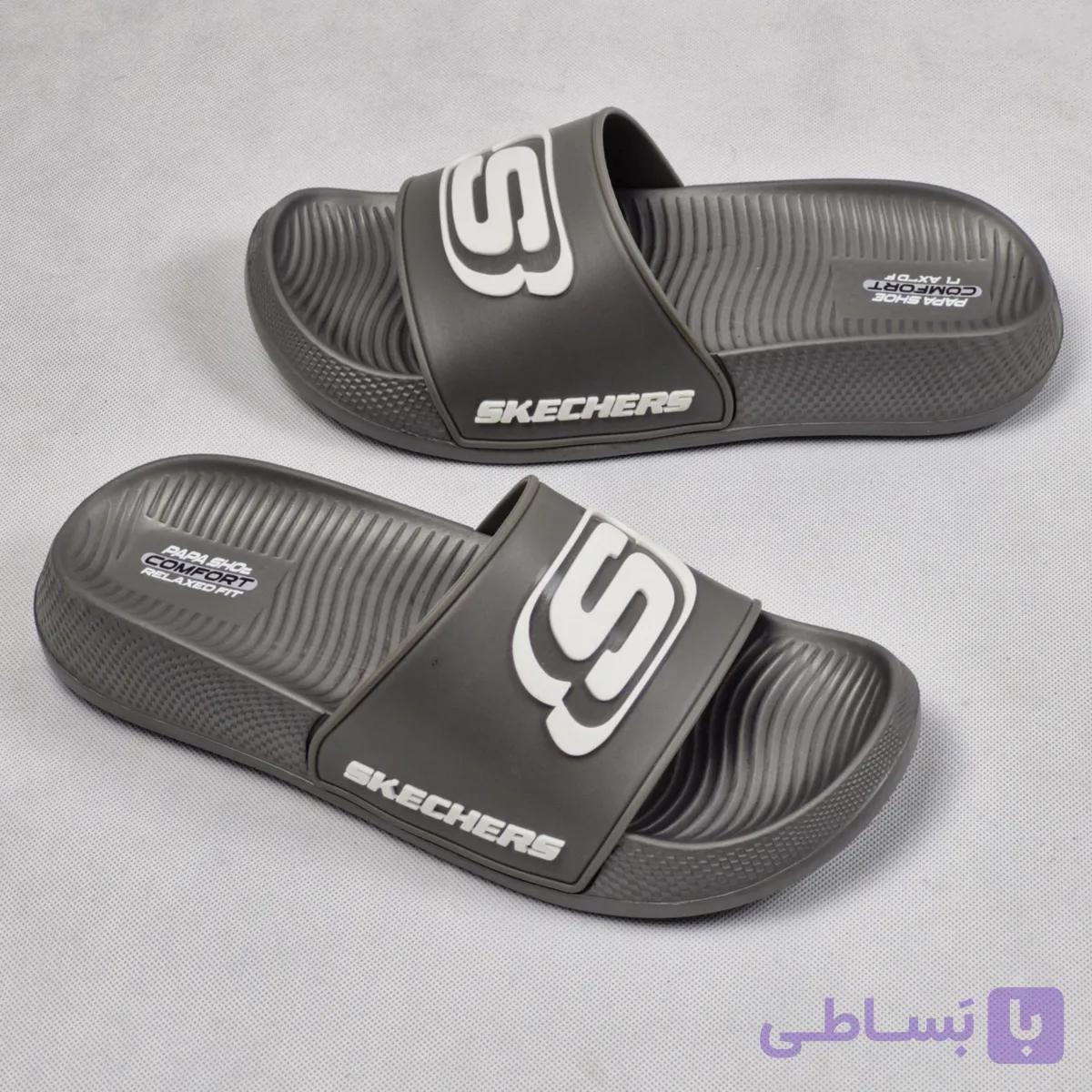 صندل مردانه مدل اسکیچرز 234 طوسی — تصویر 1
