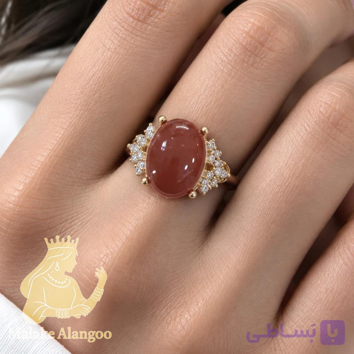 انگشتر عقیق طلاروس کد8125