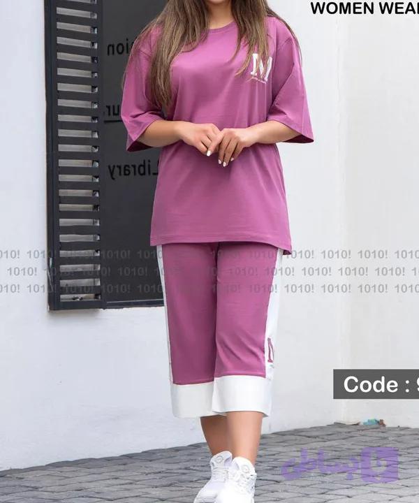 ست تیشرت و شلوارک زنانه برند 1010 کد 90789