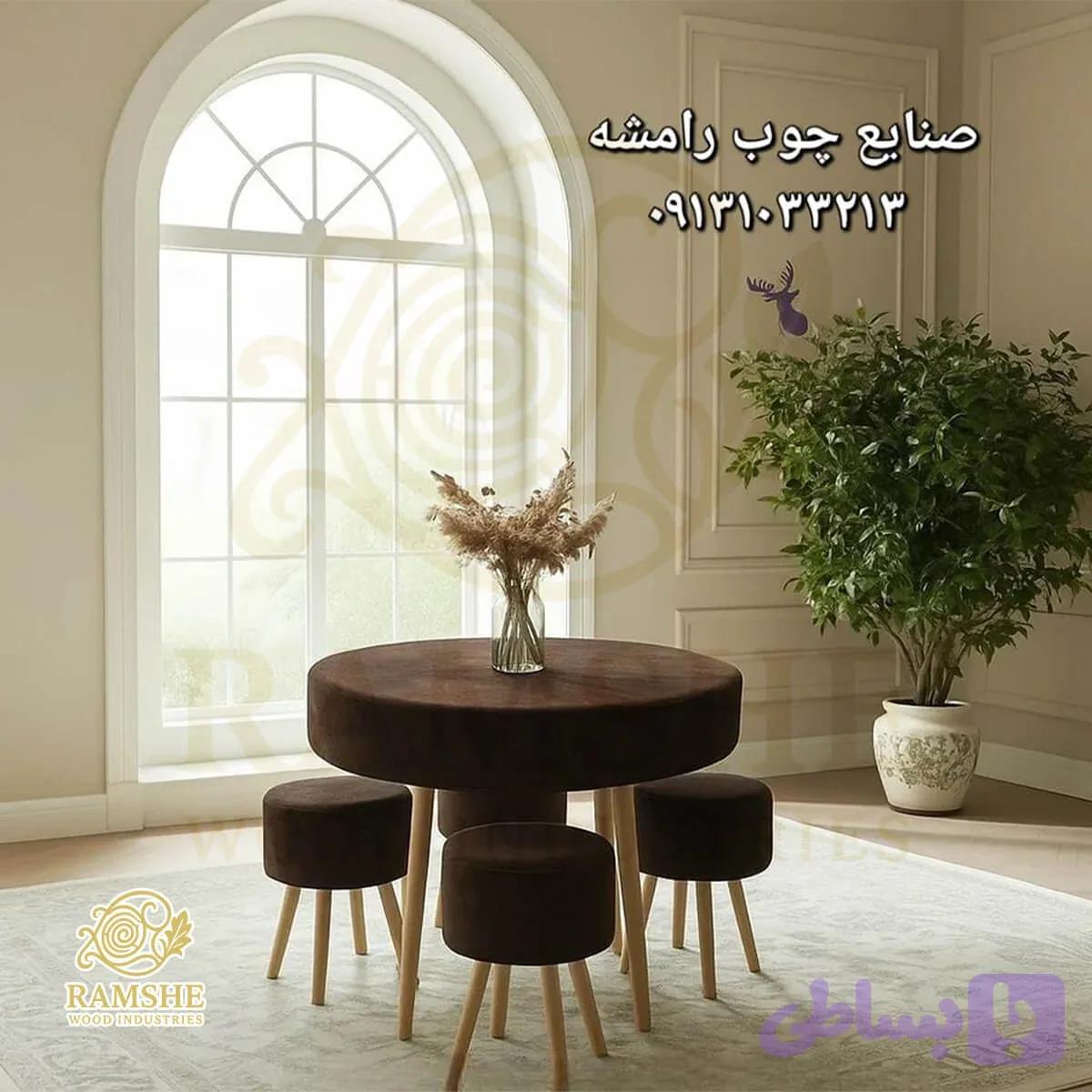 میز صبحانه با ۴ پاف و میز کد P125 — تصویر 1