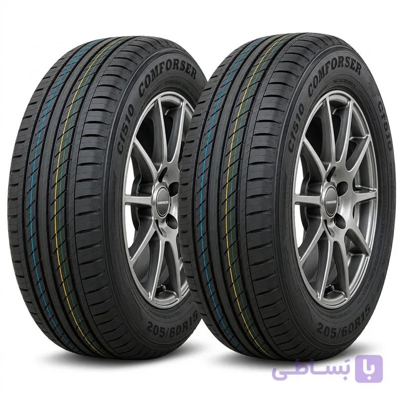 لاستیک خودرو کامفورزر مدل CF510 سایز 205/60/15 تولید سال 2025- 2 حلقه — تصویر 1