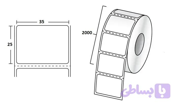 لیبل حرارتی آزمایشگاهی نرمال تک ردیفه 35*25 رول 2000 تایی