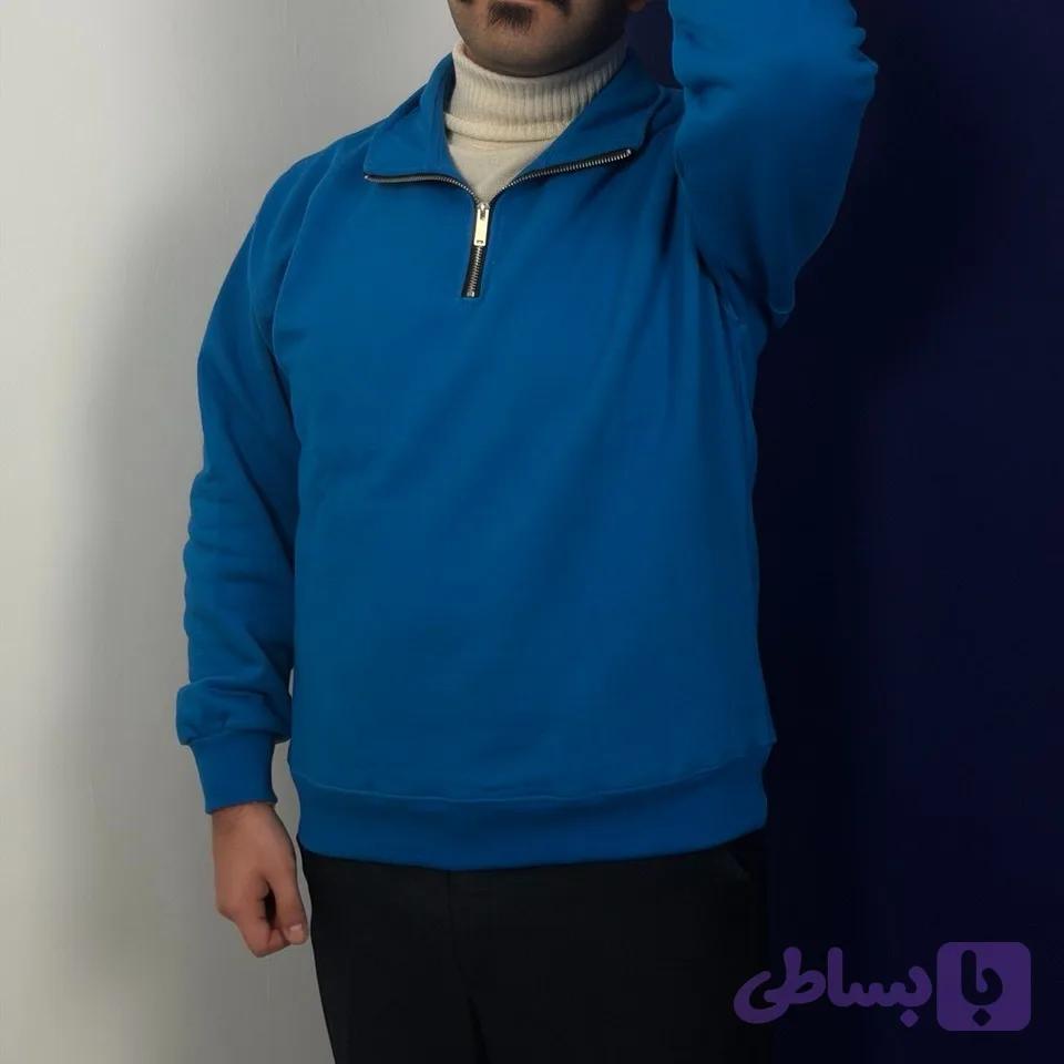 دورس نیم زیپ آبی سه نخ پنبه