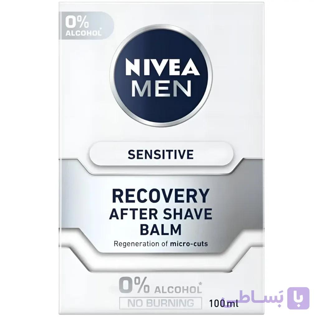 افتر شیو بالمی ترمیم کننده پوست های حساس بدون الکل نیوآ Nivea Recovery After Shave حجم 100 میل