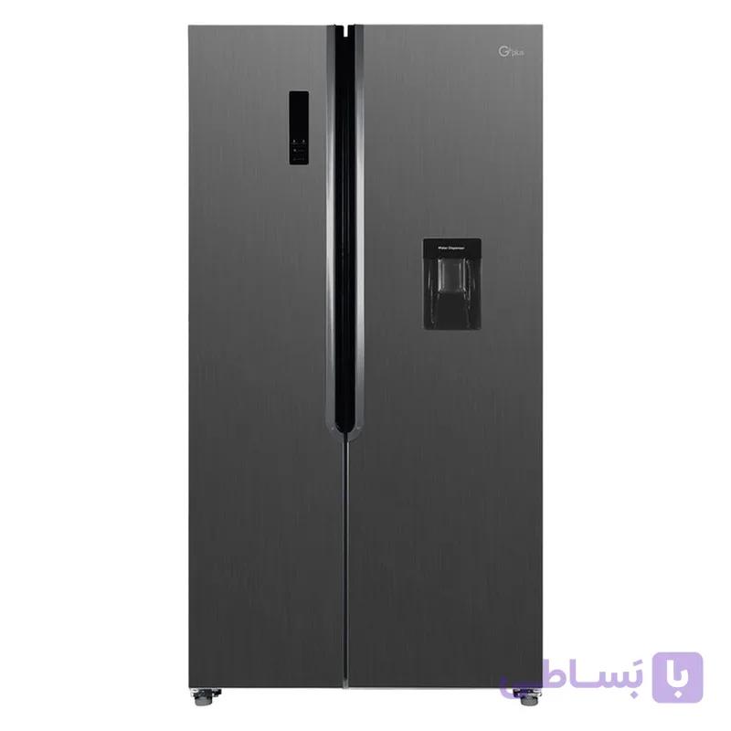 یخچال فریزر ساید بای ساید 28 فوت جی پلاس مدل GSS-P7535BS با ارتفاع 177، پهنای 67 و عمق 90.7 سانتی متر، میزان مصرف انرژی A++، دارای 4 طبقه در یخچال و 4 طبقه در فریزر، دارای سیستم نوفراست