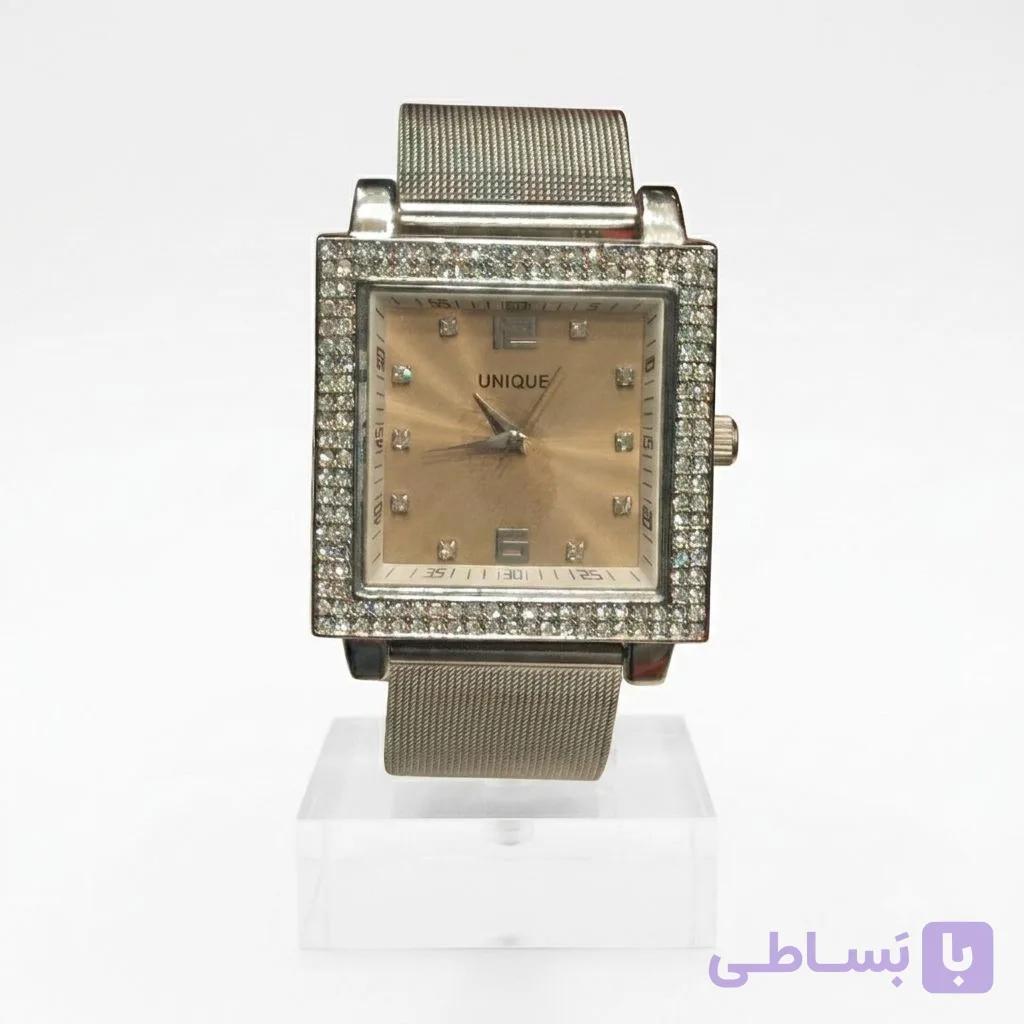 ساعت قاب درشت دور نگین زنانه یونیک مدل فینگر پرینت