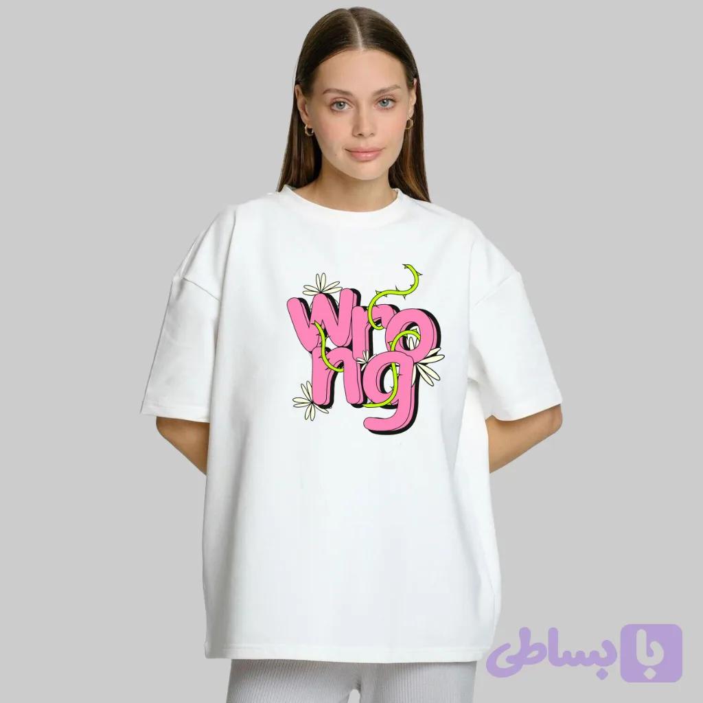 تیشرت زنانه باکسی WRONG کد 21528801 — تصویر 1
