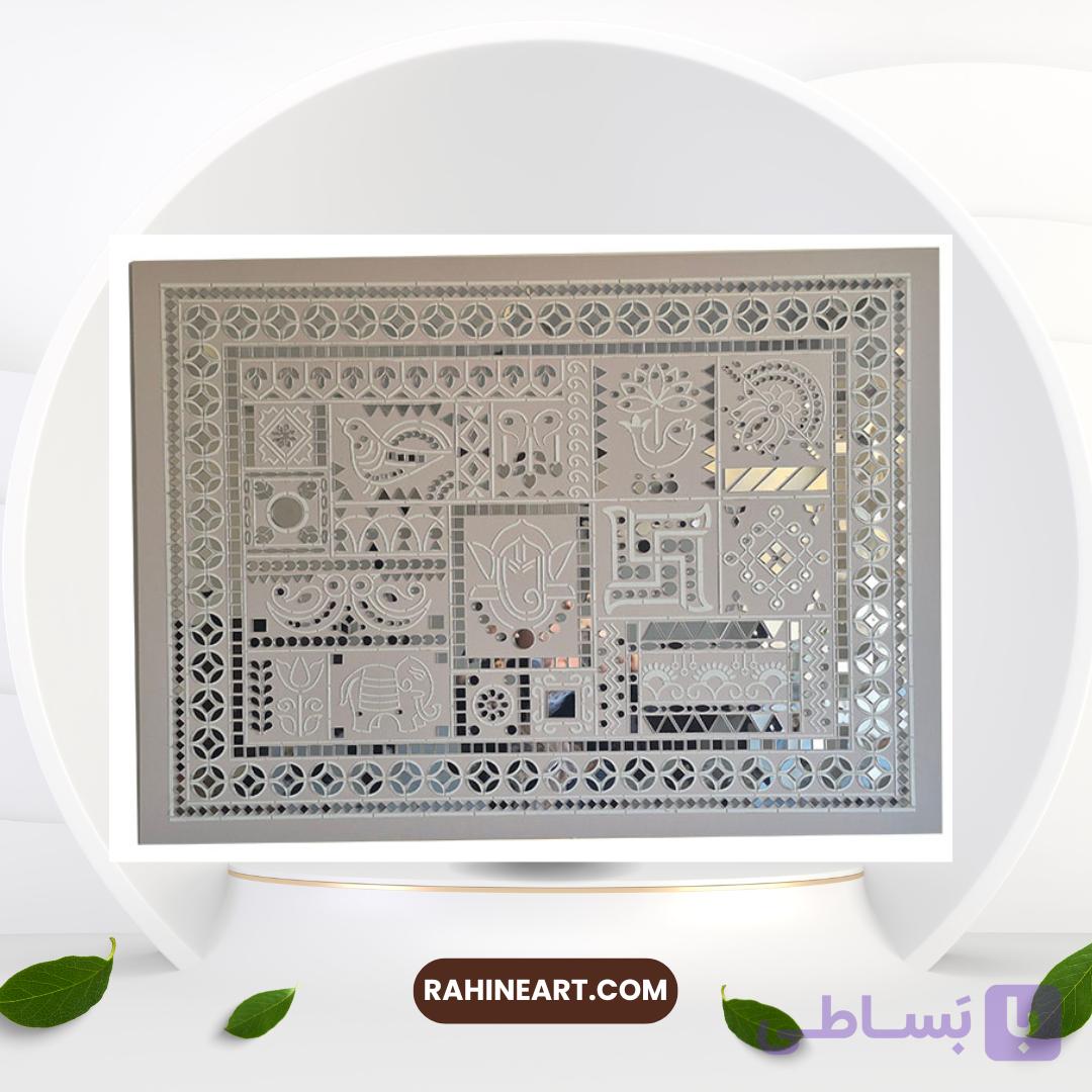 تابلو دکوراتیو آیینه کاری زمینه کالباسی — تصویر 1