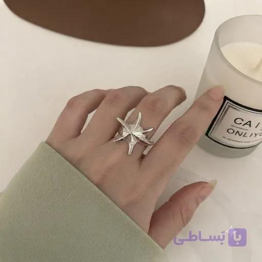 انگشتر فشن ابکاری نقره فری سایز مدل ستاره کد۷۳۱