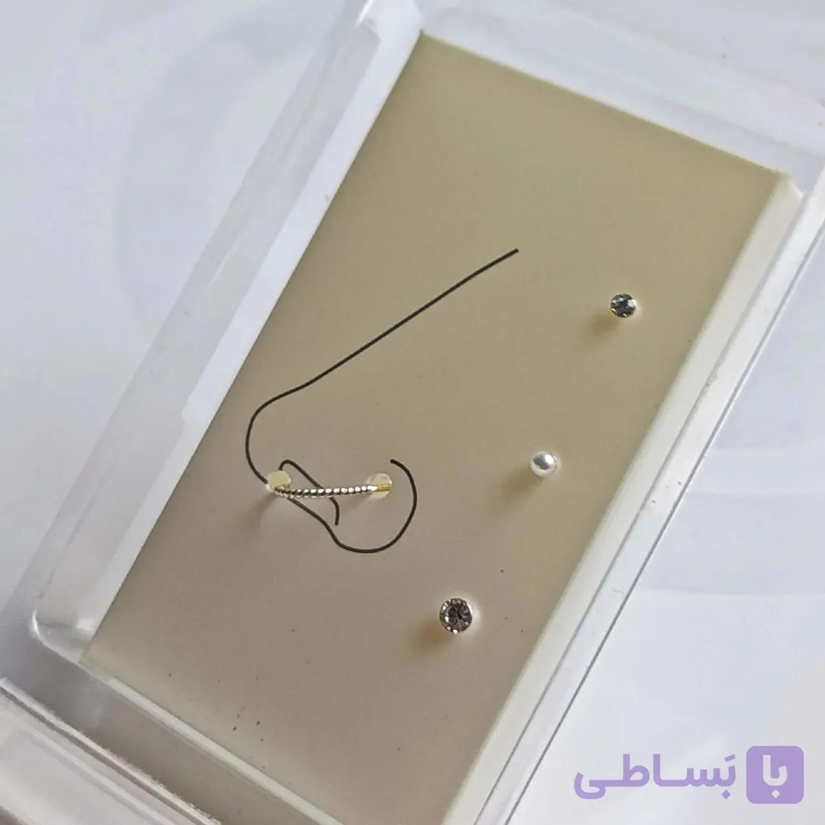 پک پیرسینگ بینی چهارتایی نقره عیار۹۲۵ کد123 — تصویر 1