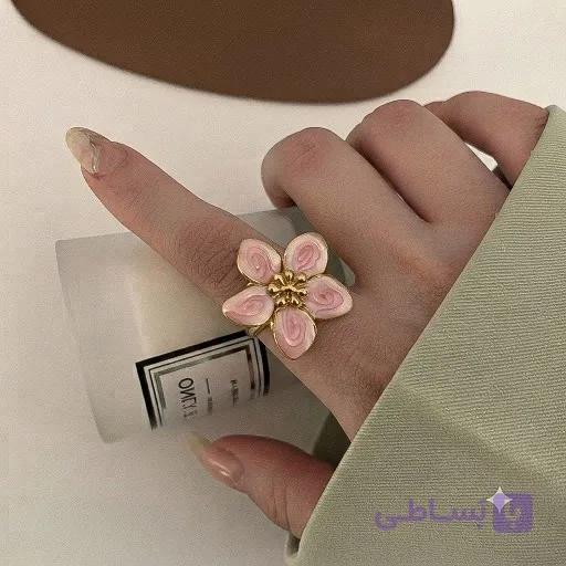 انگشتر میناکاری مدل گل درشت صورتی کد۵۵۲ — تصویر 1
