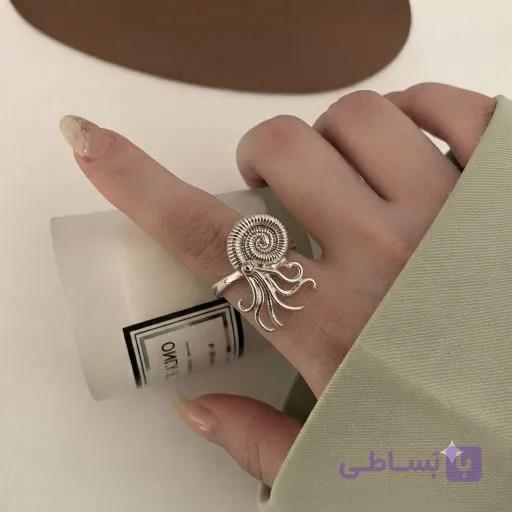 انگشتر فشن آبکاری نقره فری سایز مدل دریایی کد۷۲۴ — تصویر 1