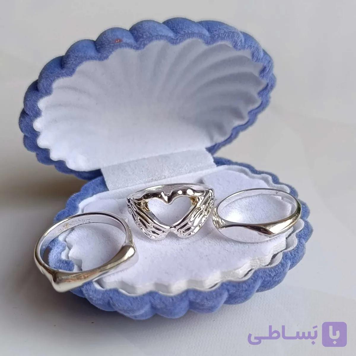 پک انگشتر ابکاری نقره سه تایی مدل فشن کد777 — تصویر 1