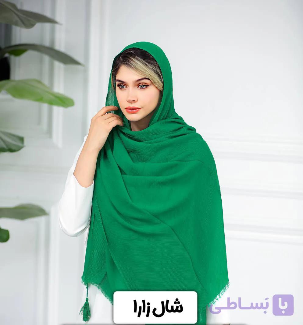 شال پلیسه وارداتی لبه ریش و منگوله دار
