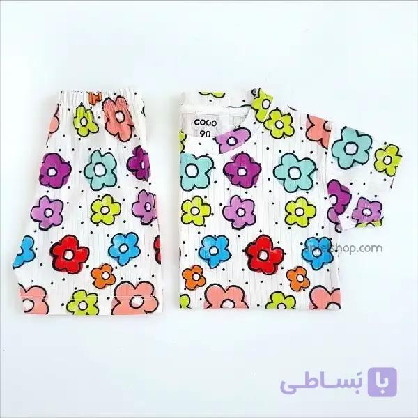 ست تیشرت و شلوارک طرح گل مادر و کودک | لباس تابستانی نخ پنبه کبریتی