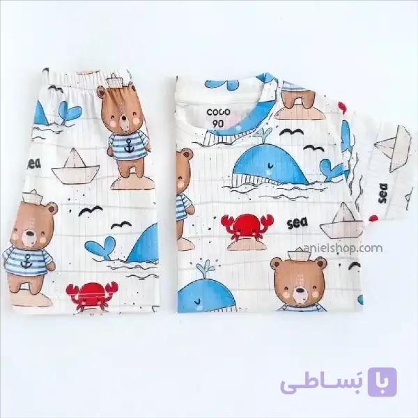 ست تیشرت و شلوارک طرح دریا حس تازگی و آرامش در استایل مادر و کودک