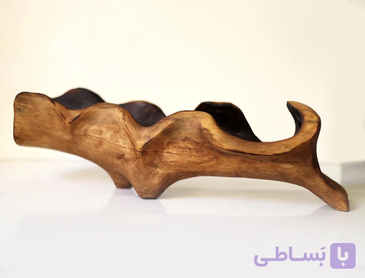 ظرف میوه خوری چوب پرتقال پایهدار