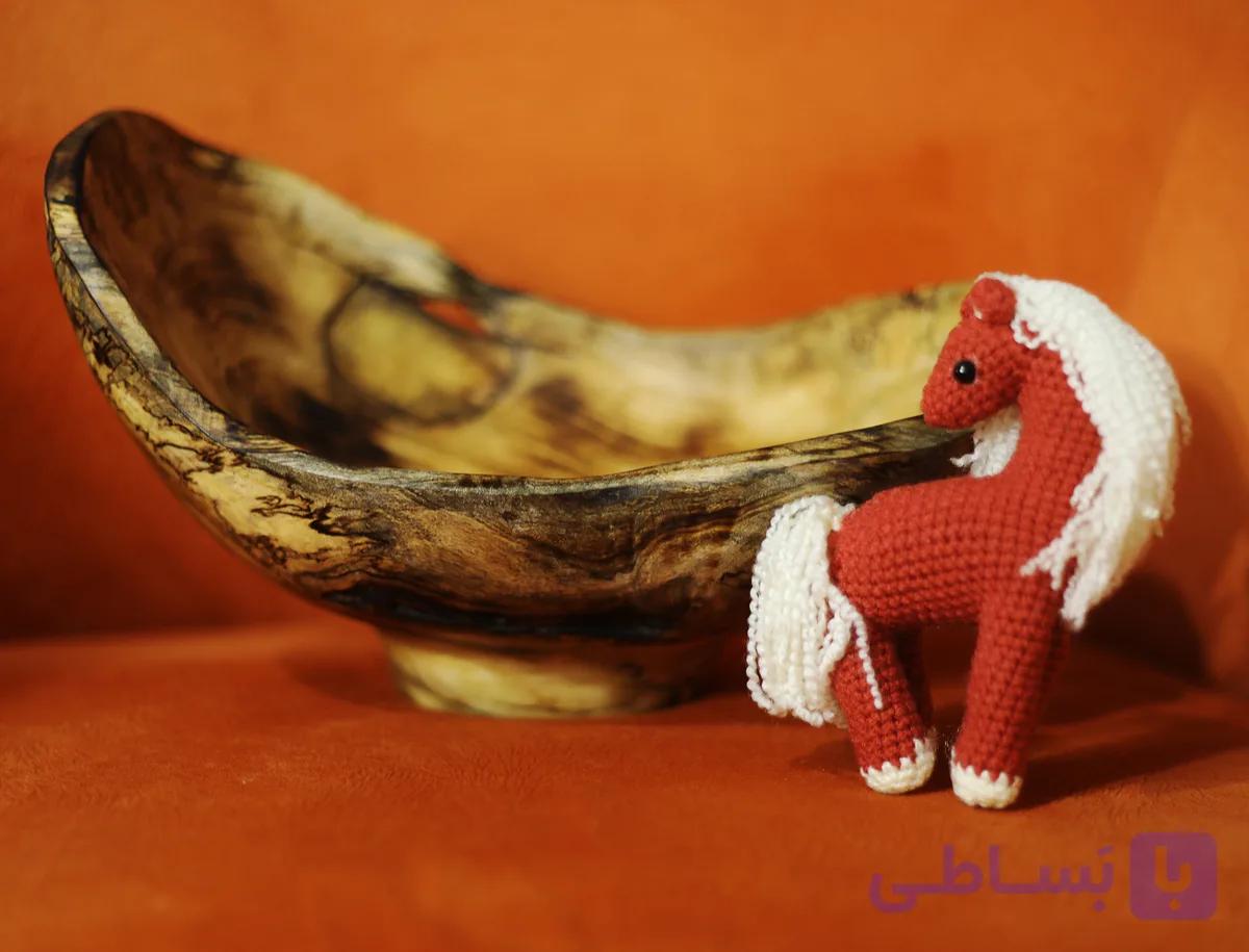 خرید کاسه چوبی دفرمه اسپالت با پایه/ طراحی هنری طبیعی Elikawood — تصویر 1