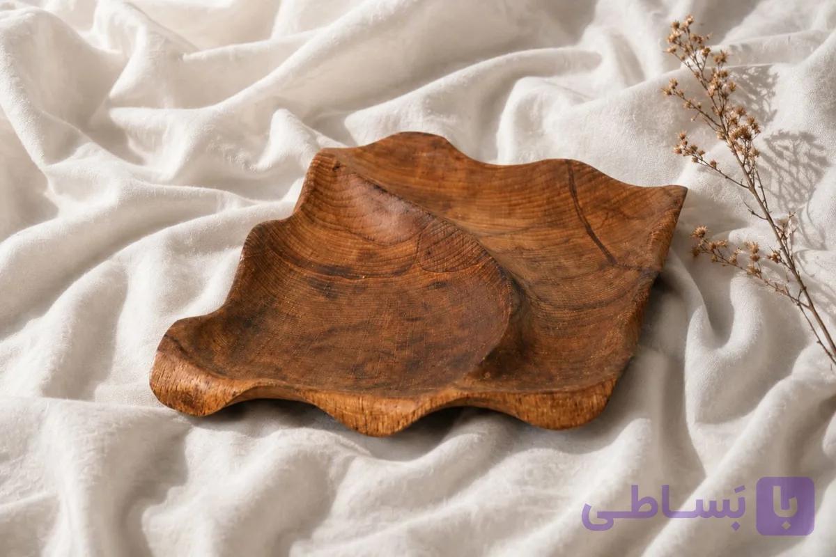 ظرف چوبی دست‌ساز بلوط – سینی چوبی دکوراتیو طبیعی منیمال — تصویر 1
