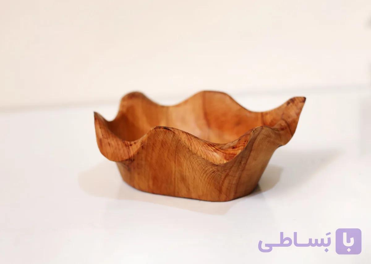 کاسه چوبی دست‌ ساز از چوب بلوط (مدل موج‌دار) – الیکا وود