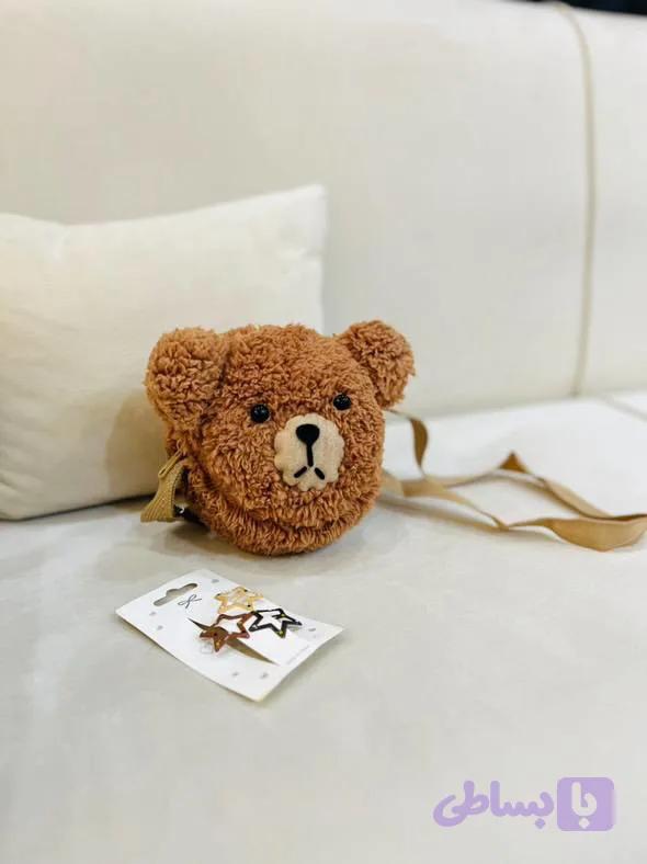 کیف رو دوشی بچه‌گانه طرح خرس قهوه‌ای با بند قابل تنظیم