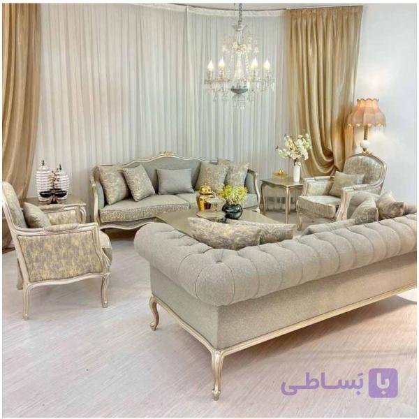 مبل کلاسیک فرانسوی تاج منبتی ۹ نفره