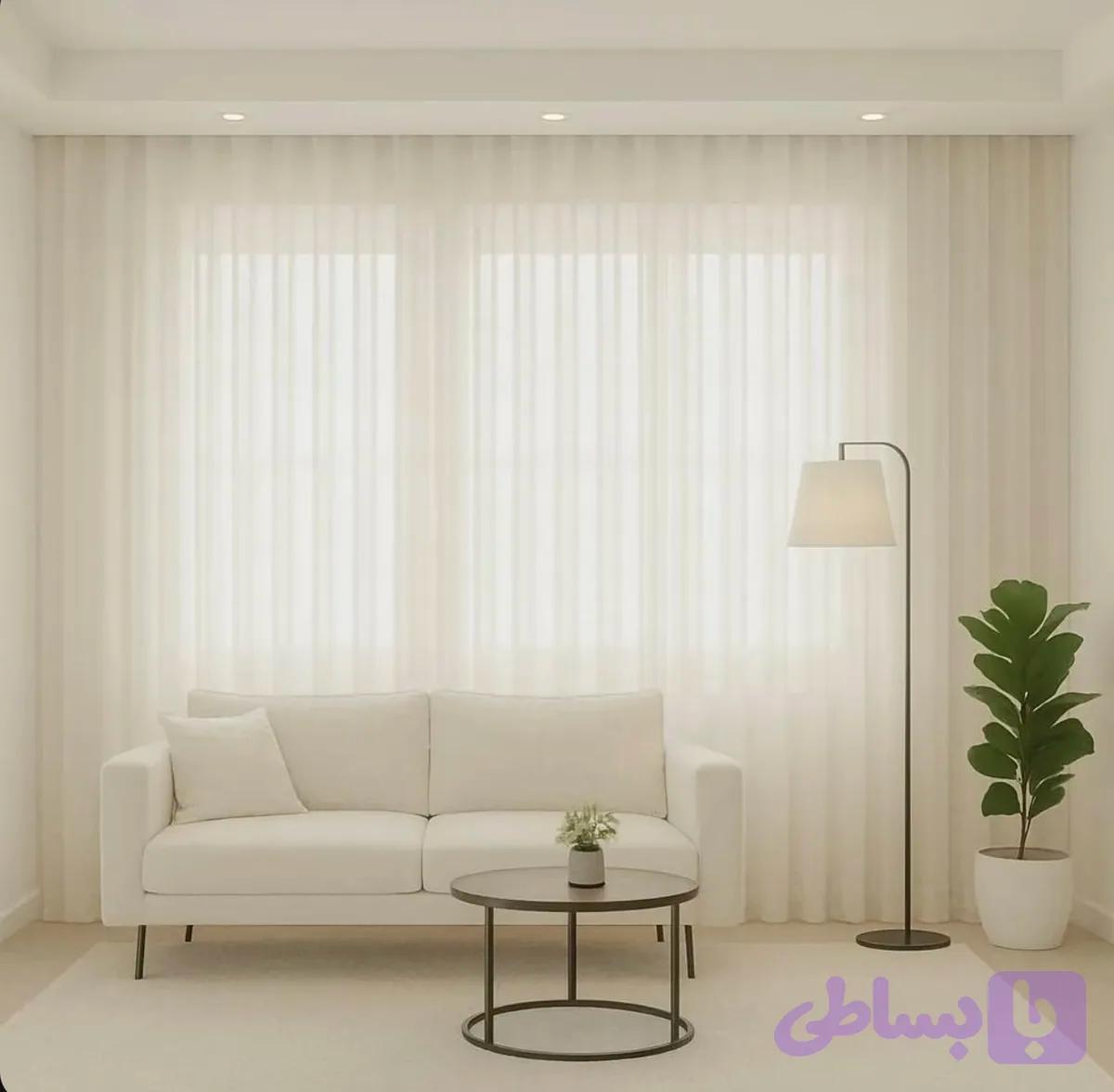 پرده حریر ساده شاین شیری — تصویر 1