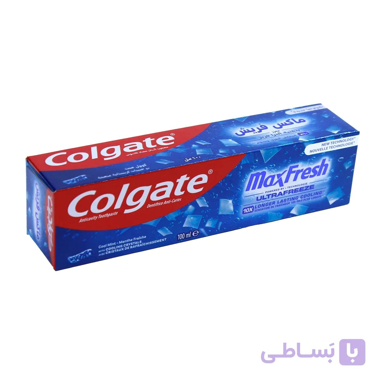 خمیردندان کلگیت مکس فرش کول مینت با کریستال‌های خنک‌کننده colgate max fresh cool mint حجم 100 میل — تصویر 1