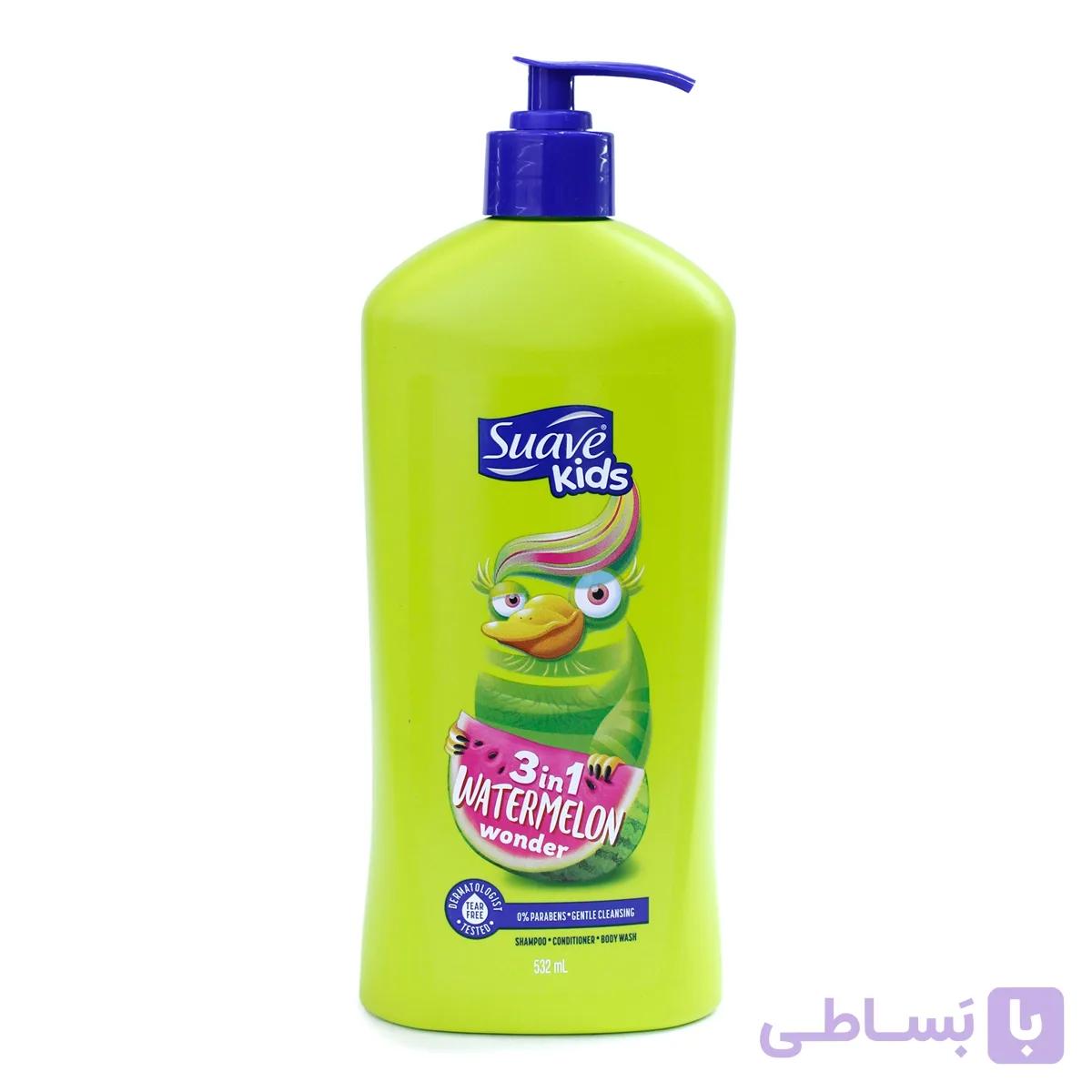 شامپو سر و بدن کودک سوآو کیدز 3 در 1 هندوانه حجم 532 میل — تصویر 1